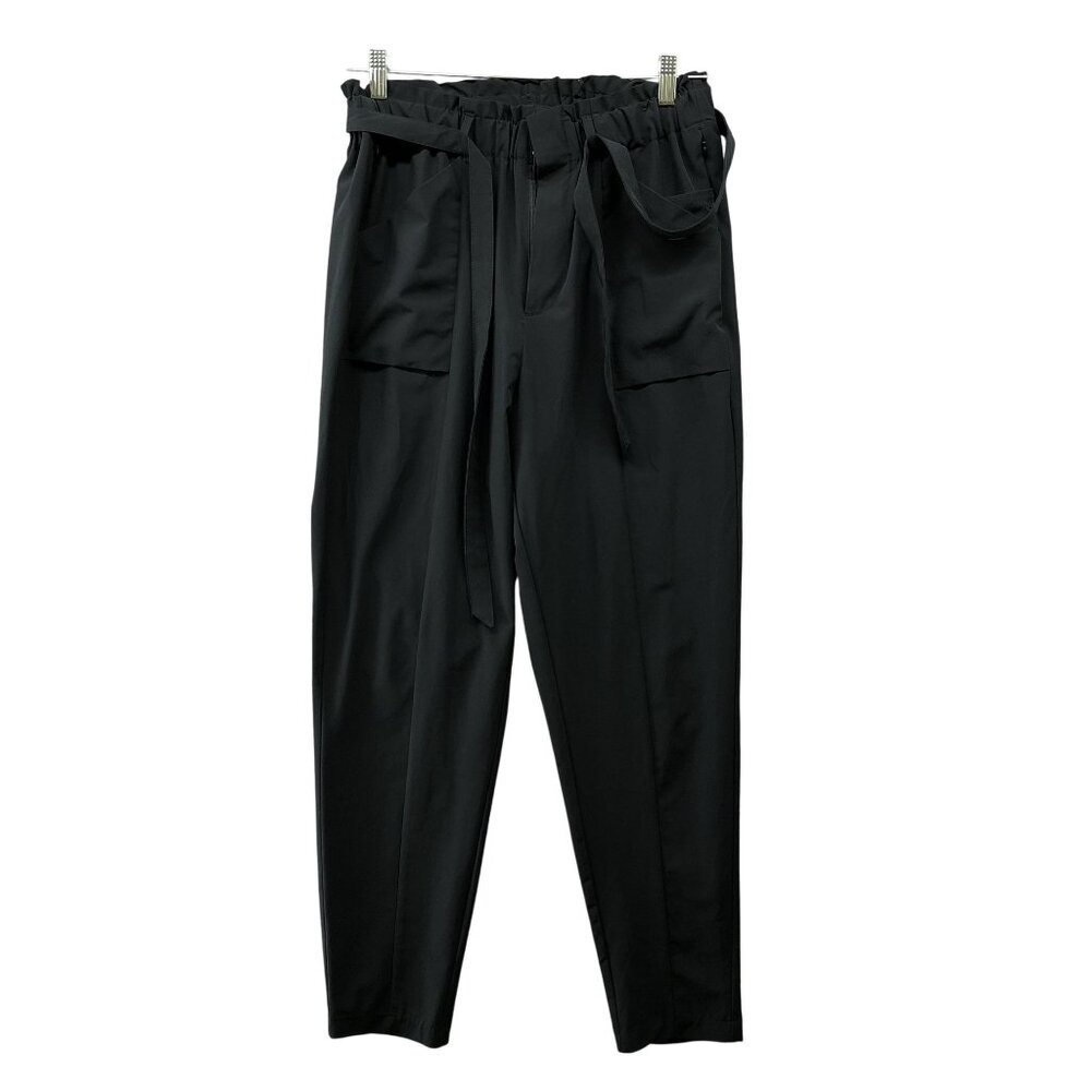 Modern Ambition Tie Waist Pants Womens M High Rise Black Technical Travel Active
